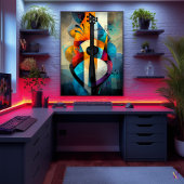 Poster Art de guitare abstrait - Conception musicale géom