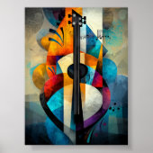 Poster Art de guitare abstrait - Conception musicale géom (Devant)