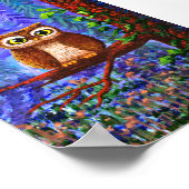 Poster Art de hibou fantaisiste Forêt Lune Creationarts (Coin)