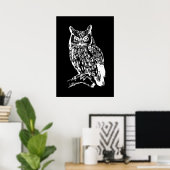 Poster Art de hibou noir et blanc (Bureau à domicile)