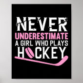 Poster Art De Hockey Amusant Pour Filles Femmes Joueuse D (Devant)