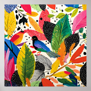 Poster Art de jungle lumineux et coloré