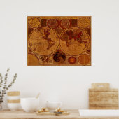 Poster Art de la carte de l'ancien monde 1780 (Cuisine)