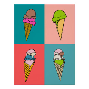 Poster Art de la crème glacée estivale amusante Imprimer