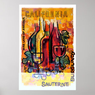 Poster Art de la cuisine rétro vintage Boissons vin