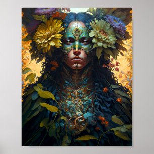Poster Art de la déesse des fleurs Imaginaire