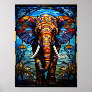 Poster Art de la faune éléphant majestueux en verre color