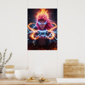 Poster Art de la fille gameuse mage élémentaire (Cuisine)