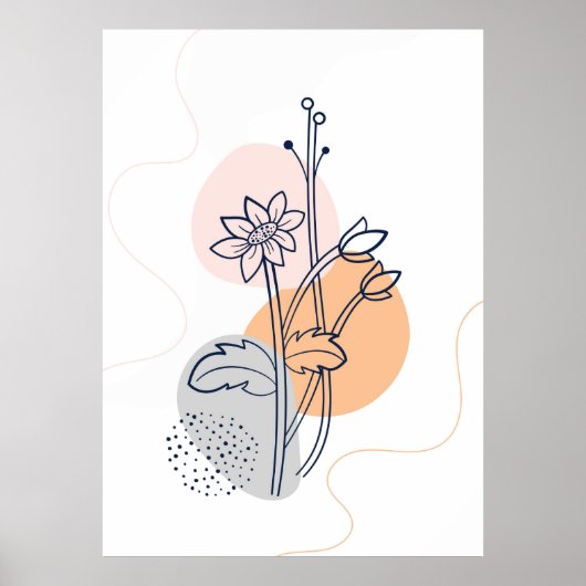 Poster Art de la ligne de fleurs botanique (Devant)