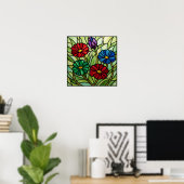 Poster Art de la mosaïque florale de verre (Bureau à domicile)
