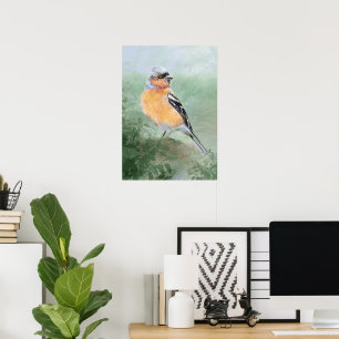 Poster Art de la nature Pinson à l'aquarelle