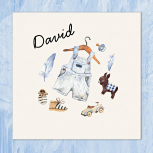 Poster Art de la nurserie bleu jouets vintage aquarelle