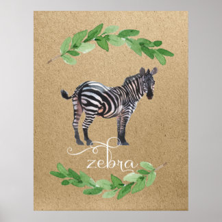 Poster Art de la nurserie Safari Jungle Zèbre