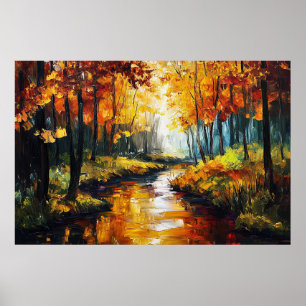 Poster Art de la peinture à l'huile d'or d'automne