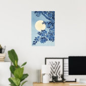 Poster Art de la Pleine lune Florale Bleue (Bureau à domicile)