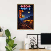 Poster Art de la route 66 néon rétro (Bureau à domicile)