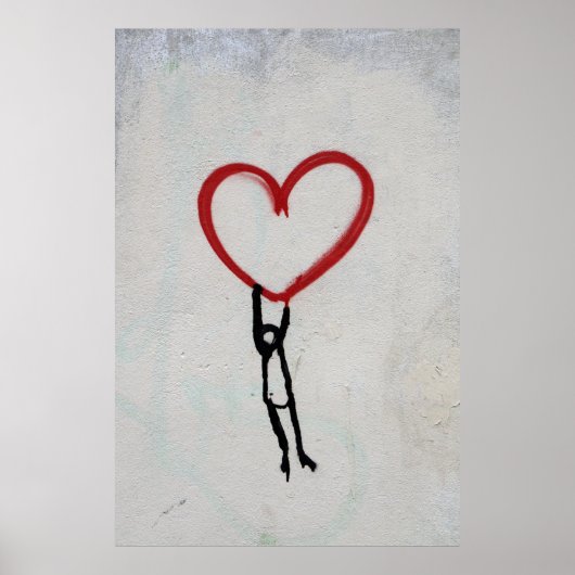POSTER ART DE LA RUE HEART & STICK MAN GRAFFITI WALL (Devant)