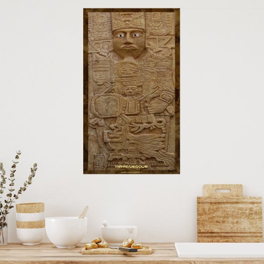 Poster Art de la sculpture sur pierre maya (Cuisine)