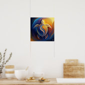 Poster Art de la tortue biomorphique (Cuisine)
