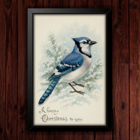 Art de l'affiche de Noël Blue Jay vintage 1908