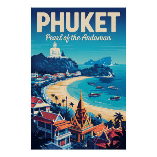 Poster Art de l'affiche de voyage rétro à Phuket Thaïland