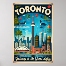 Art de l'affiche de voyage rétro de Toronto Canada
