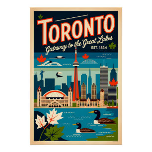 Poster Art de l'affiche de voyage rétro de Toronto Canada