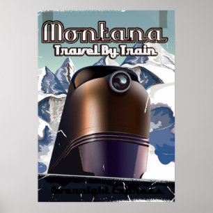 Poster art de l'affiche de voyage vintage de train du Mon