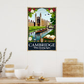 Poster Art de l'affiche rétro de voyage à Cambridge Angle (Cuisine)