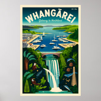 Poster Art de l'affiche rétro de voyage à Whangārei Nouve