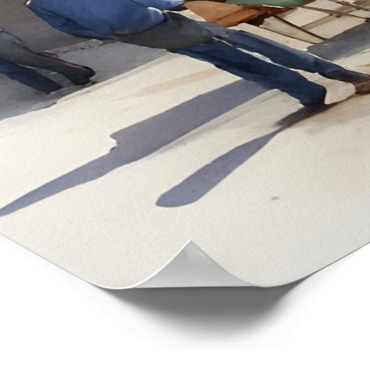 Poster Art de l'aquarelle de Barcelone (Coin)