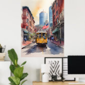 Poster Art de l'aquarelle de Boston (Bureau à domicile)