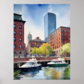 Poster Art de l'aquarelle de Boston (Devant)