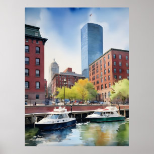 Poster Art de l'aquarelle de Boston