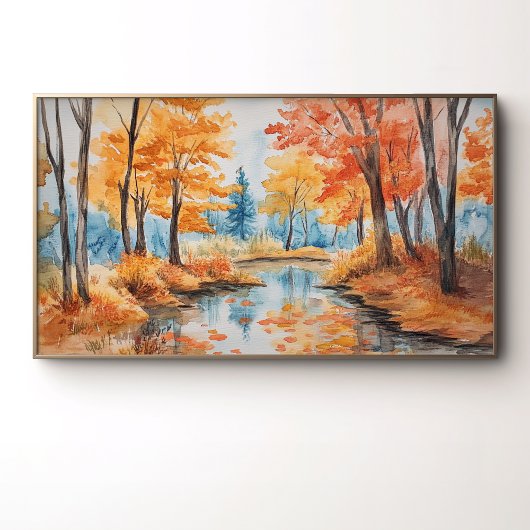 Poster Art de l'aquarelle de la forêt d'automne