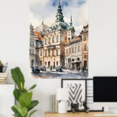 Poster Art de l'aquarelle de Varsovie (Bureau à domicile)