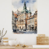 Poster Art de l'aquarelle de Varsovie (Cuisine)