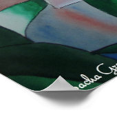 Poster Art de l'aquarelle des fleurs de lys blanches et r (Coin)