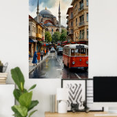 Poster Art de l'aquarelle d'Istanbul (Bureau à domicile)