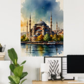 Poster Art de l'aquarelle d'Istanbul (Bureau à domicile)