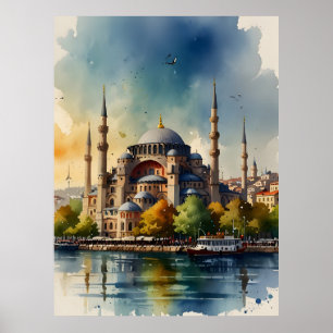 Poster Art de l'aquarelle d'Istanbul