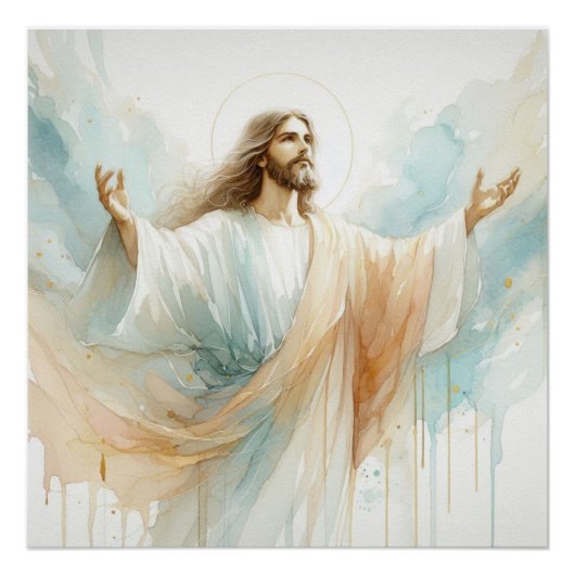 Poster Art de l'aquarelle Jésus Christ (Devant)