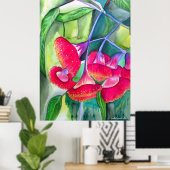 Poster Art de l'aquarelle rouge australien (Bureau à domicile)