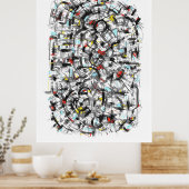 Poster Art de l'encre de la carte de ville (Cuisine)