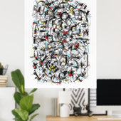 Poster Art de l'encre de la carte de ville (Bureau à domicile)