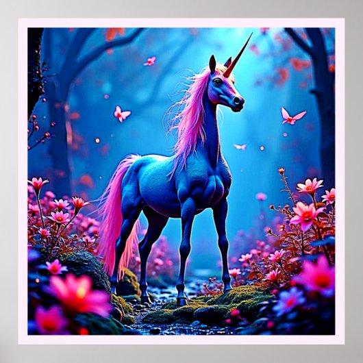 Poster Art de licorne de fantasy mystique (Devant)