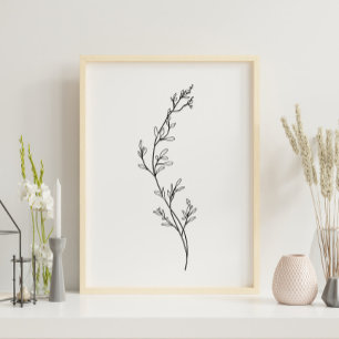 Poster Art de ligne florale minimaliste