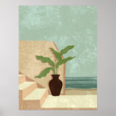 Poster Art de l'illustration côtière neutre et Turquoise  (Devant)