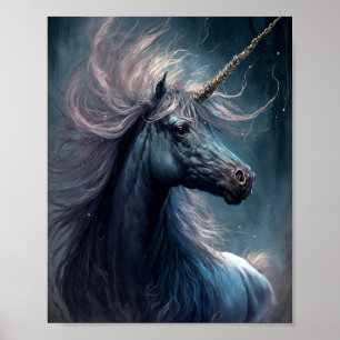Poster Art de l'Imaginaire de la licorne noire