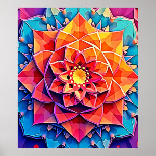 Poster Art de l'impression d'énergie prismatique florale